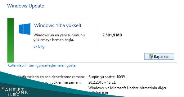Windows 10 'a Yüksel